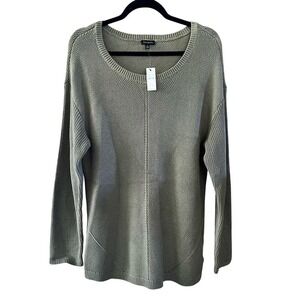 NWT: Talbots XL Pima Cotton Shaker Stitch Sweater Sage Green (B-152)